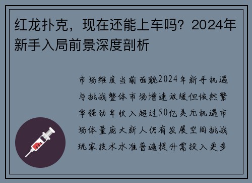 红龙扑克，现在还能上车吗？2024年新手入局前景深度剖析